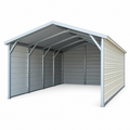 12' x 20' x 7' Box Eve Roof Style One Car Carport with 3 Sides Enclosed
