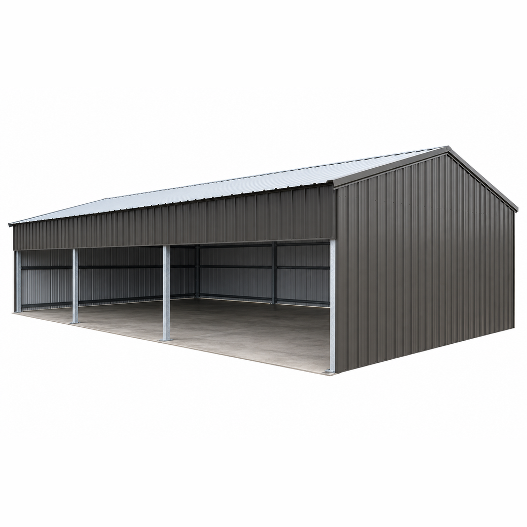 Ready Built Steel 24' x 50' x 9' TEXAS ONLY Steel Post-Frame Loafing Shed