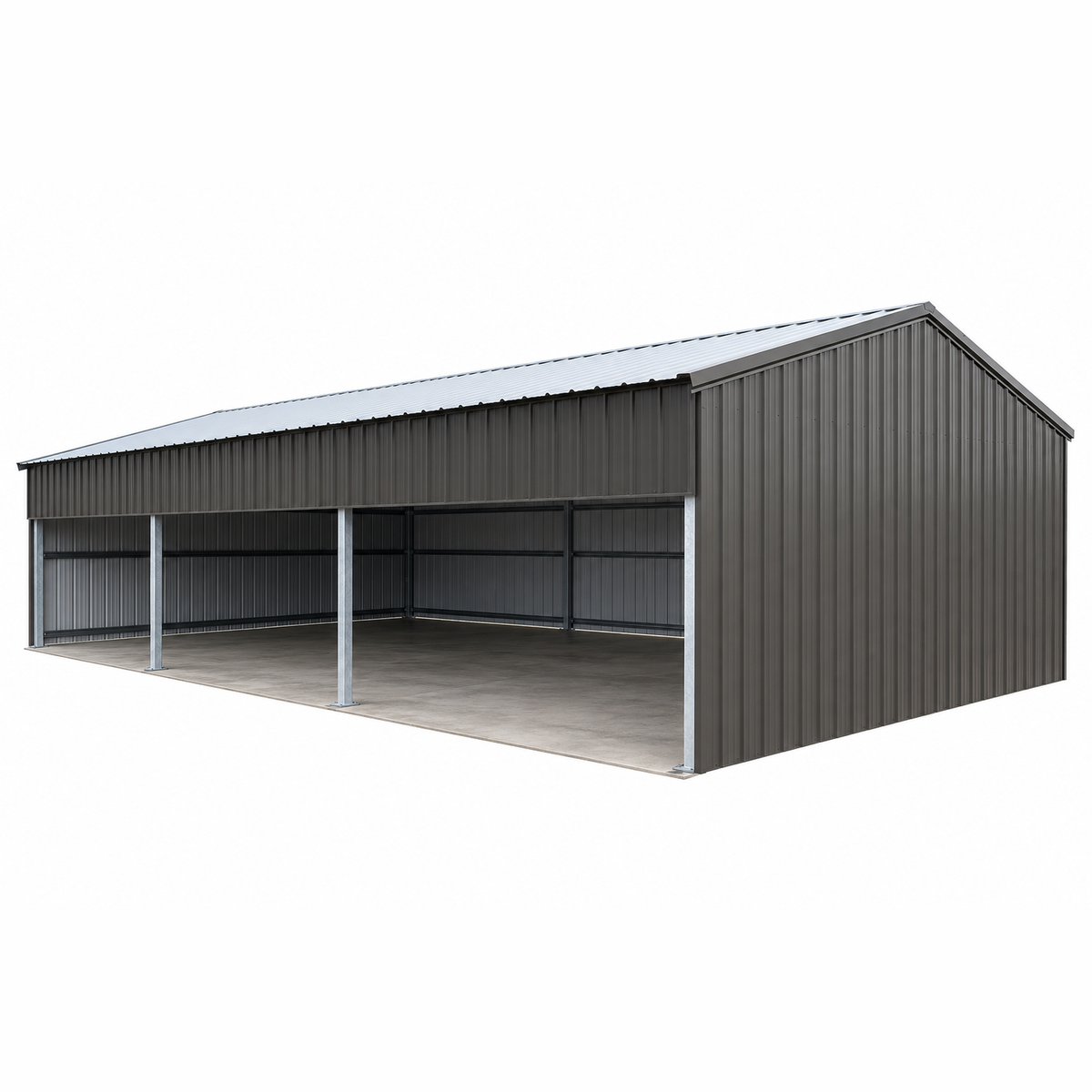 Ready Built Steel 24' x 50' x 9' TEXAS ONLY Steel Post-Frame Loafing Shed
