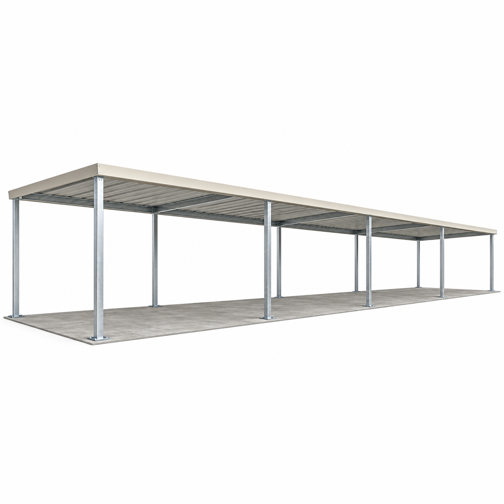Ready Built Steel TEXAS ONLY - 15' x 70' x 10' Steel Post-Frame Porch Carport Combo