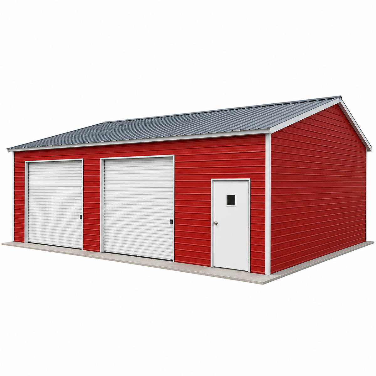 22' x 30' x 9' Red Two Car Garage Workshop