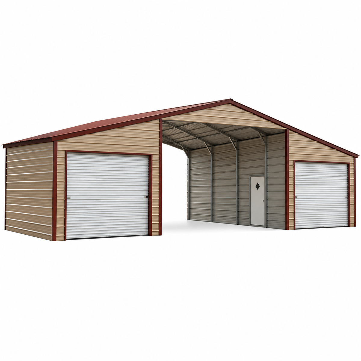 44' x 30' x 12'/9' Straight Roof Triple Wide Barn Equipment Storage, Boats, RV, Tractors