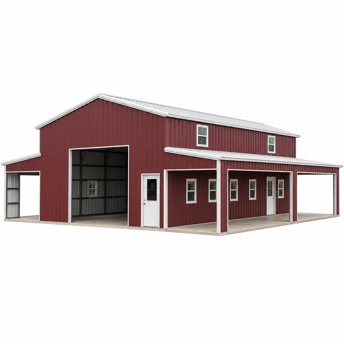 44' x 40' x 14'/8' Step-Down Barn with Dual Leans