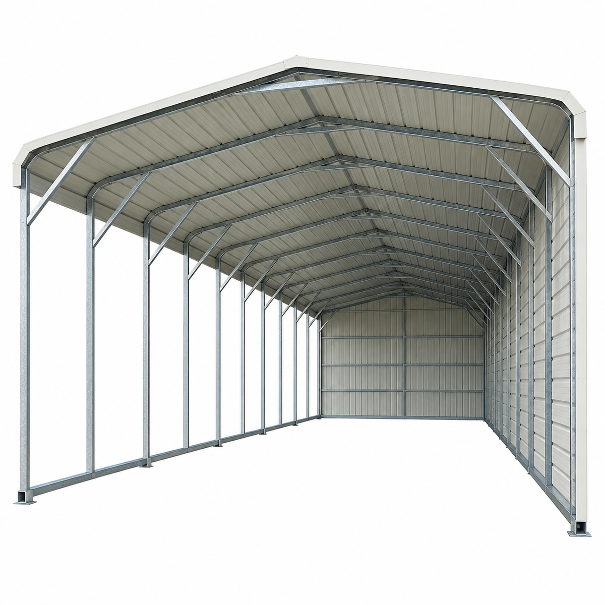 22' x 35' x 12' Partially Enclosed RV Cover - Equipment Storage Carport