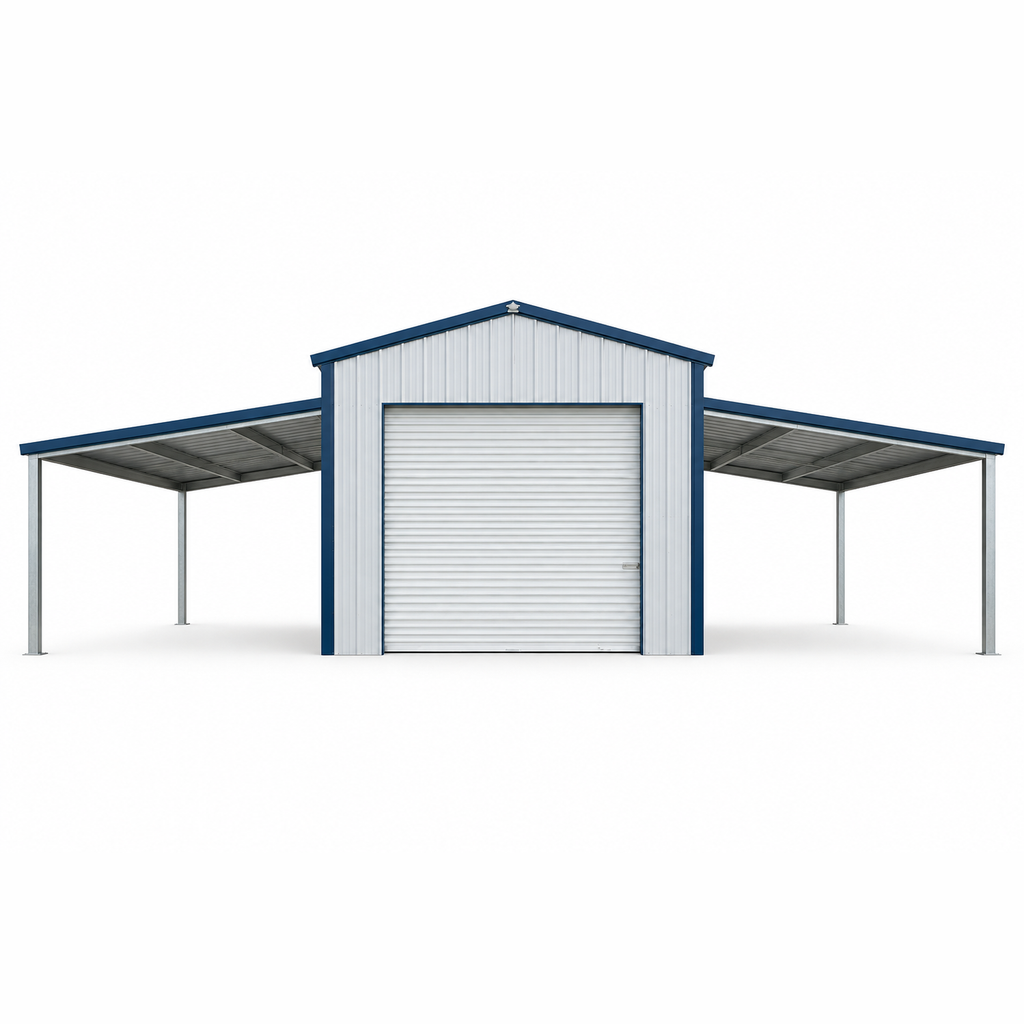 Ready Built Steel 39 x 20 x 12/8 TEXAS ONLY STEEL POST FRAME GARAGE