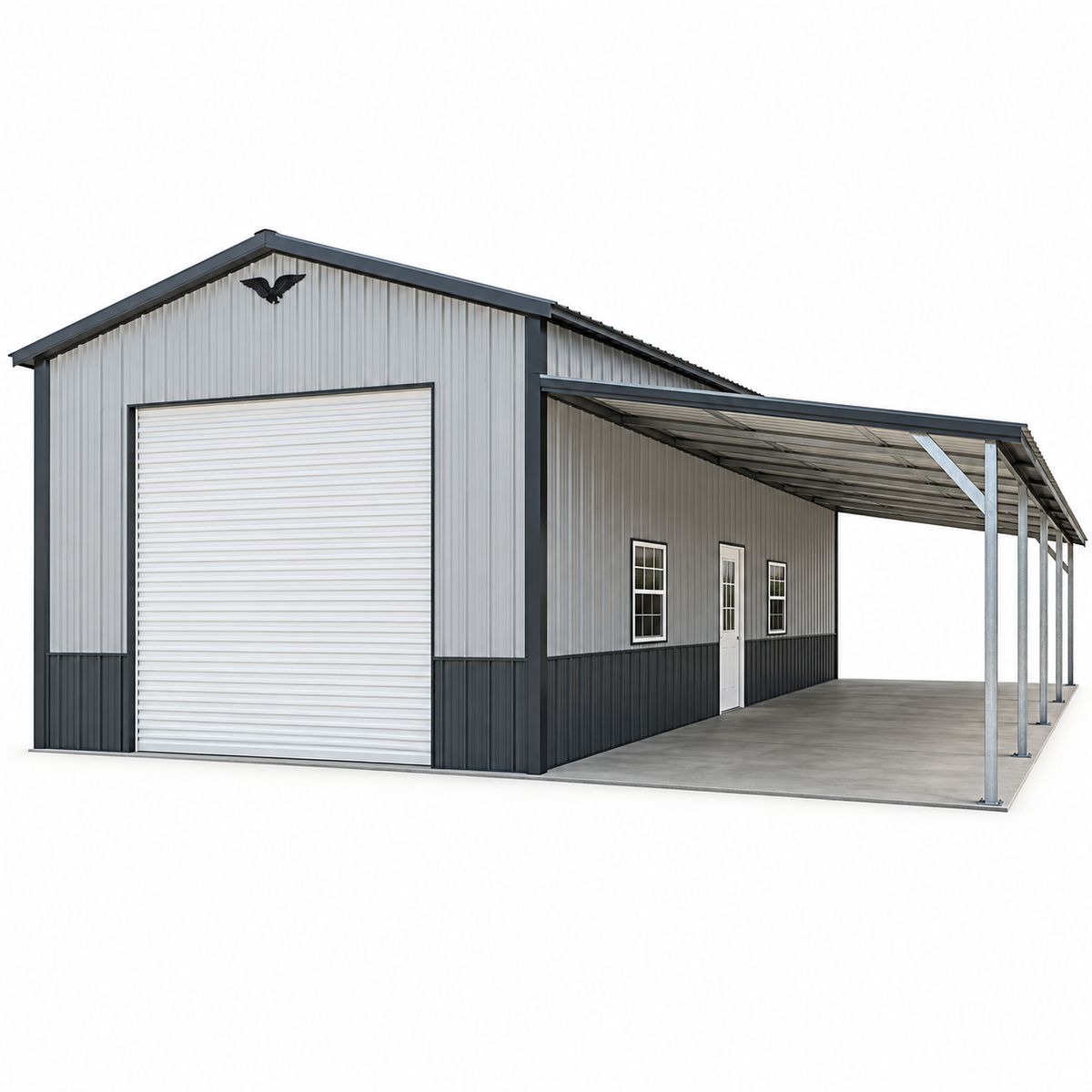 18' x 30' x 12' Garage Workshop with Lean To