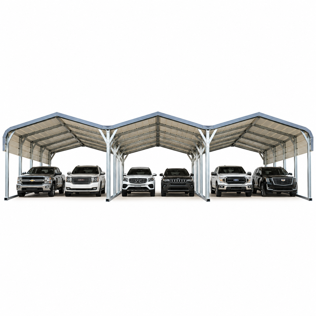 54' x 20' x 8 Triple Wide Regular Roof Carport
