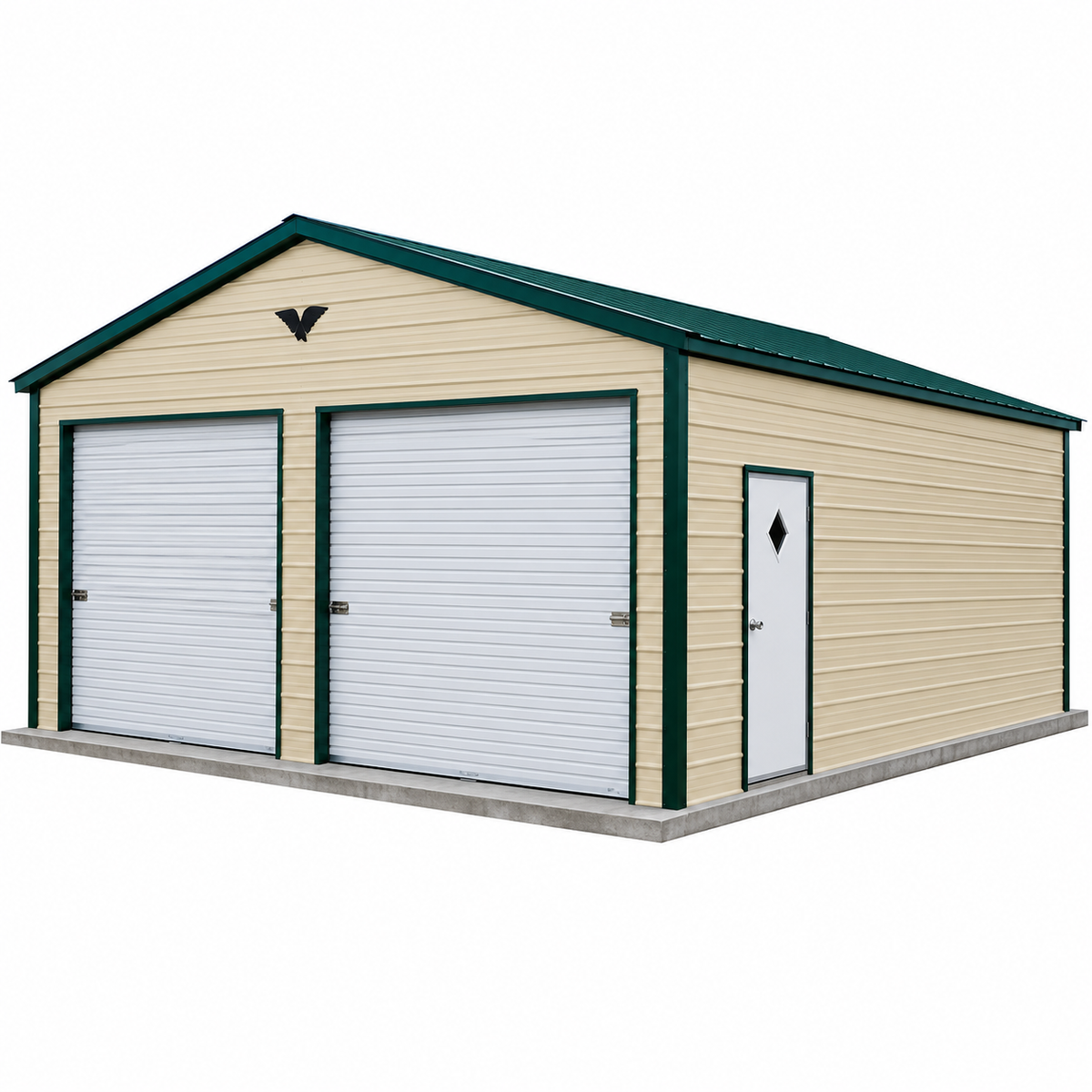 24' x 25' x 9' Vertical Roof 2 Car Garage
