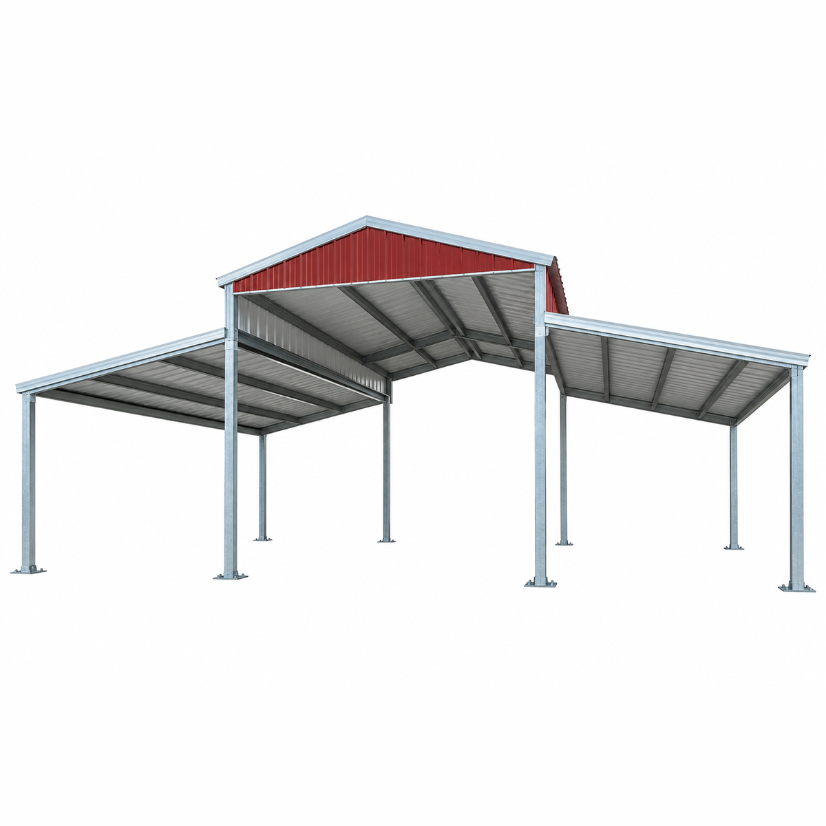 Ready Built Steel TEXAS ONLY - 42' x 20' x 12/8' Steel Post-Frame Step Down, Dual Lean To Cover