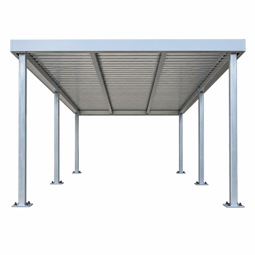 Ready Built Steel TEXAS ONLY - 10' x 30' x 9' Steel Post-Frame, Flat Roof Awning Cover