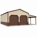 24' x 30' x 12/8' Two Car Garage with Lean-To Storage