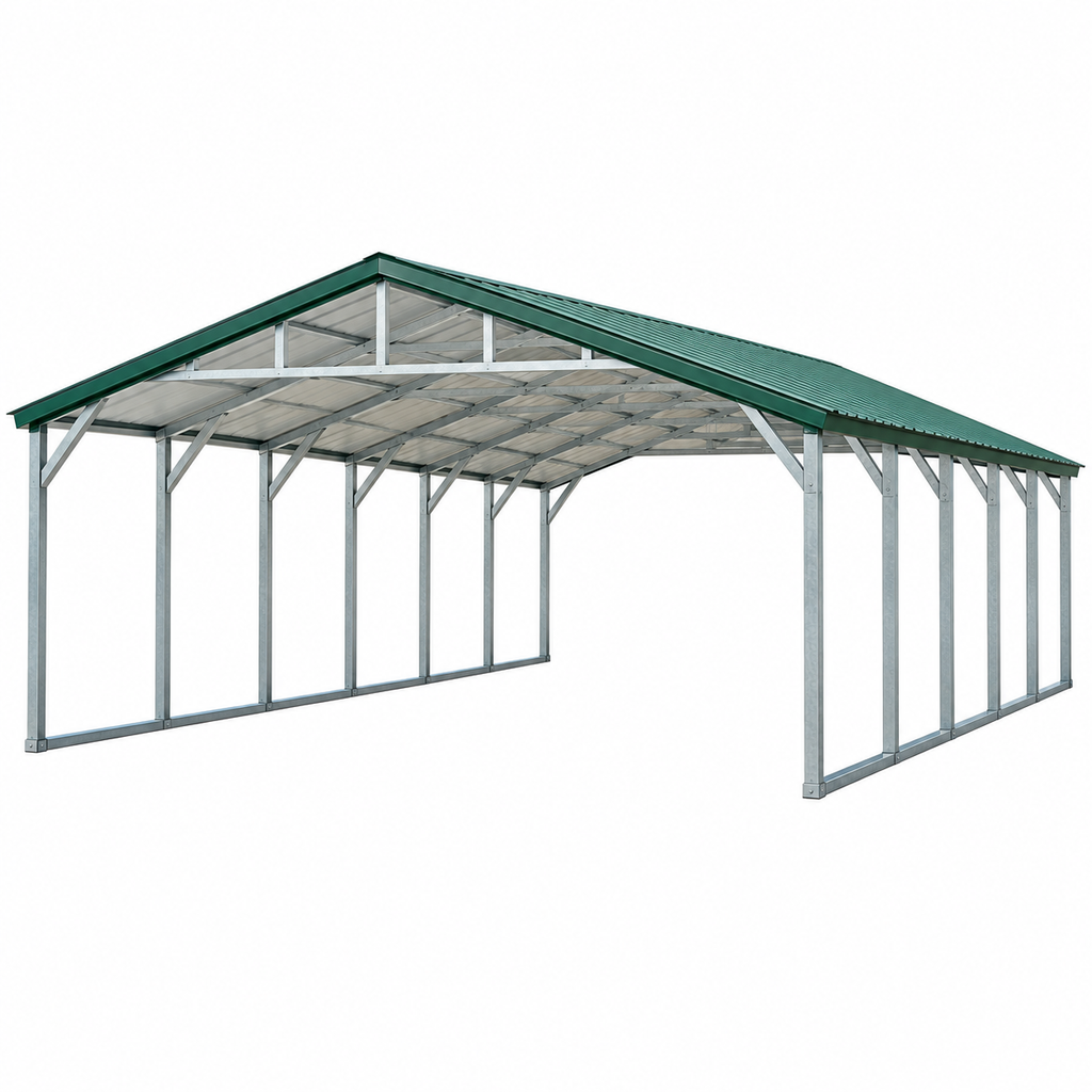 30' x 35' x 12' Vertical Roof Travel Trailer, Boat, or Equipment Cover Carport