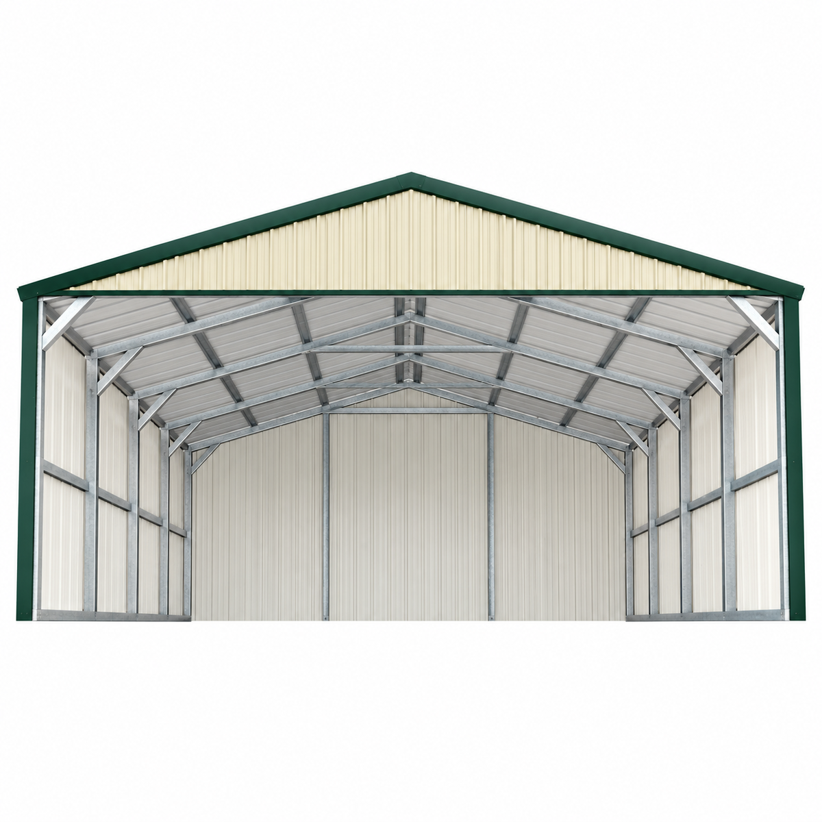 20' x 20' x 7' Two Car Snow Load 60psf Carport, 3-Sides Closed Garage/Carport