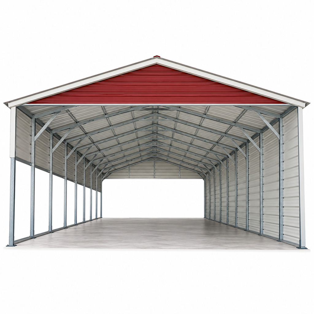 24' x 40' x 12' Vertical Roof RV Cover One Side Enclosed