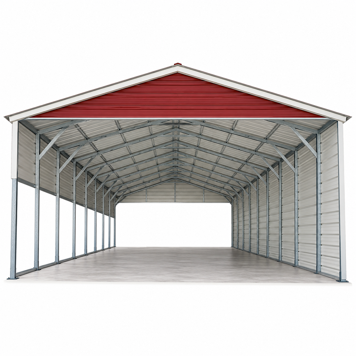 24' x 40' x 12' Vertical Roof RV Cover One Side Enclosed