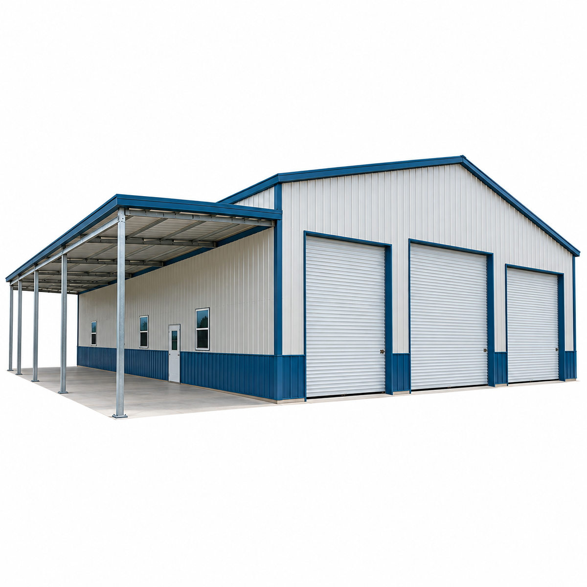 60' x 100' x 16' with Twin 16' Lean-Tos