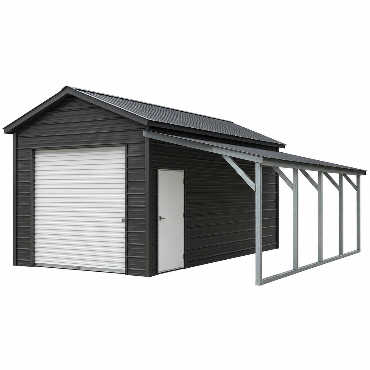 12' x 20' x 9' One Car Garage with 8' Lean-To