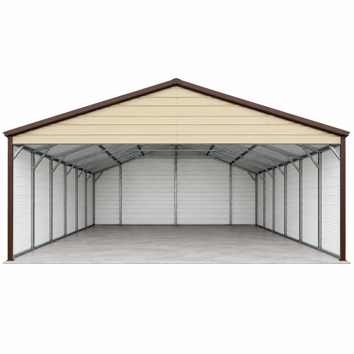 30' x 25' x 10 Three-Sides Enclosed Carport