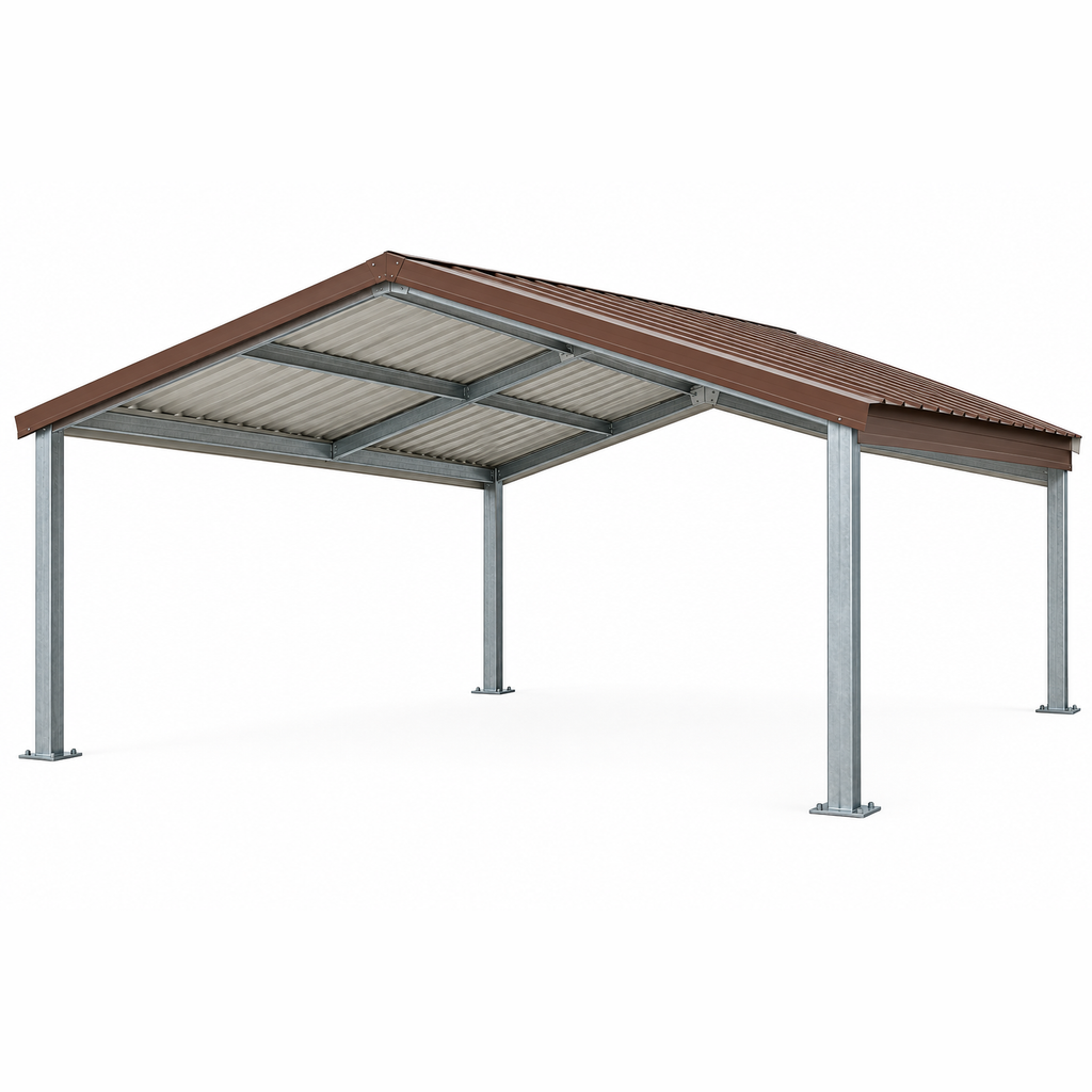 Ready Built Steel TEXAS ONLY - 20' x 20' x 8' Galvanized Steel Post Frame Carport