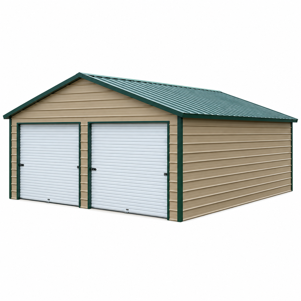 24' x 25' x 9' A-Frame Horizontal Roof Two Car Workshop Garage
