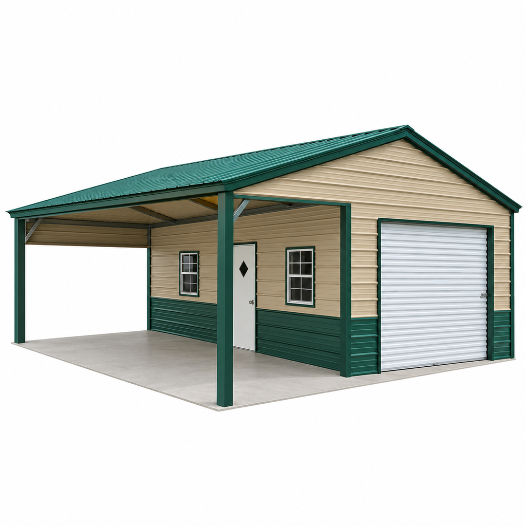 24'x25'x8' Side-Combo Garage Carport Shed