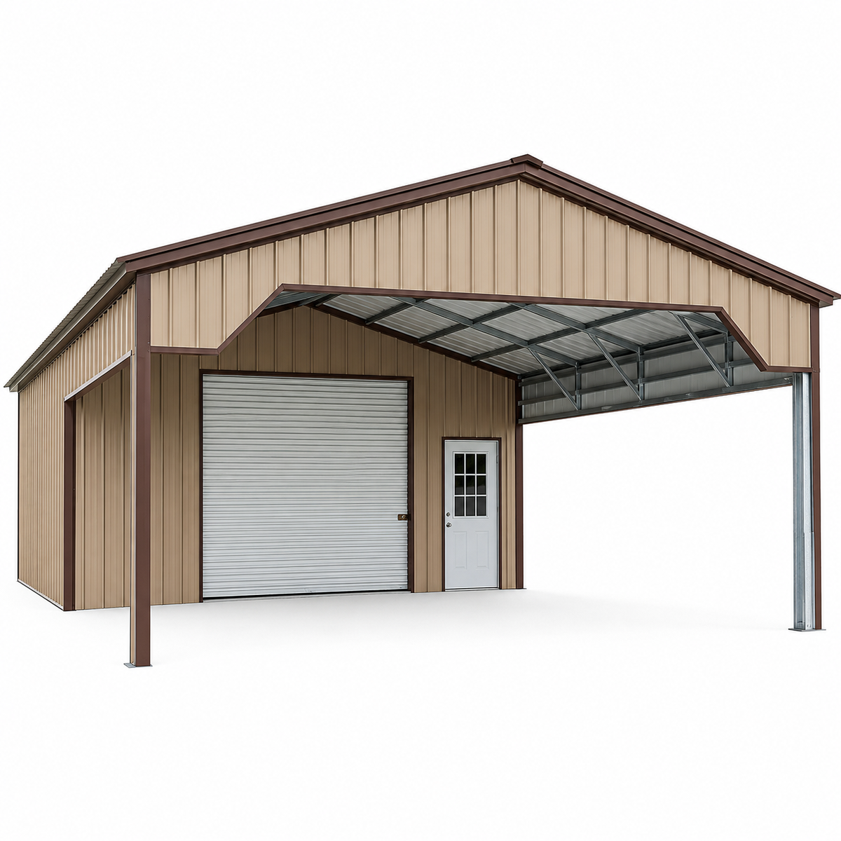 24' x 55' x 10' Combo Utility Garage Carport