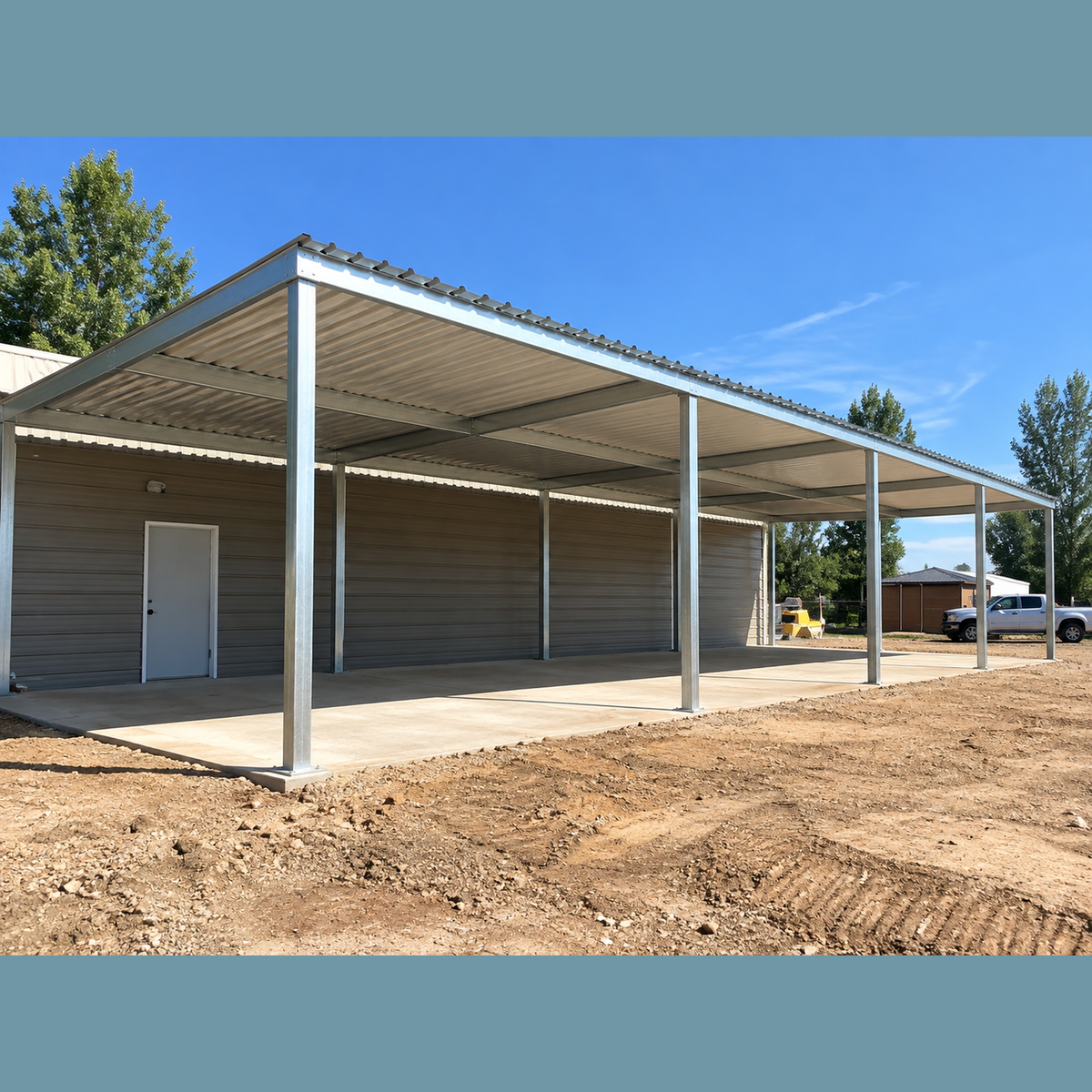 Ready Built Steel TEXAS ONLY: 12' x 45' x 9' Steel Post Frame Awning Cover
