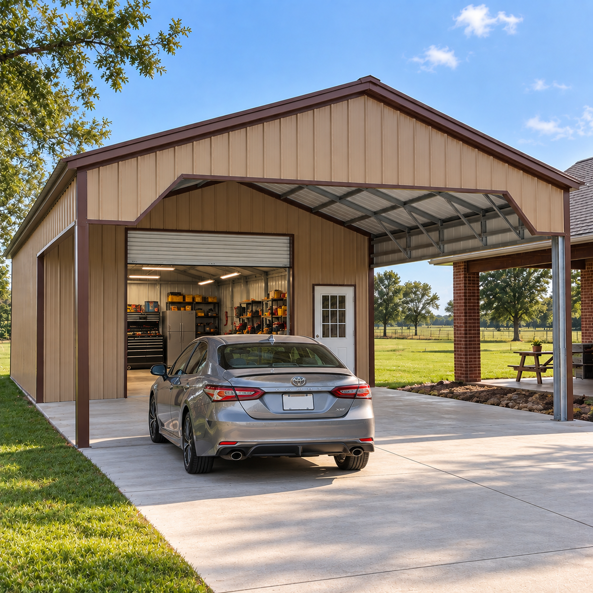24' x 55' x 10' Combo Utility Garage Carport
