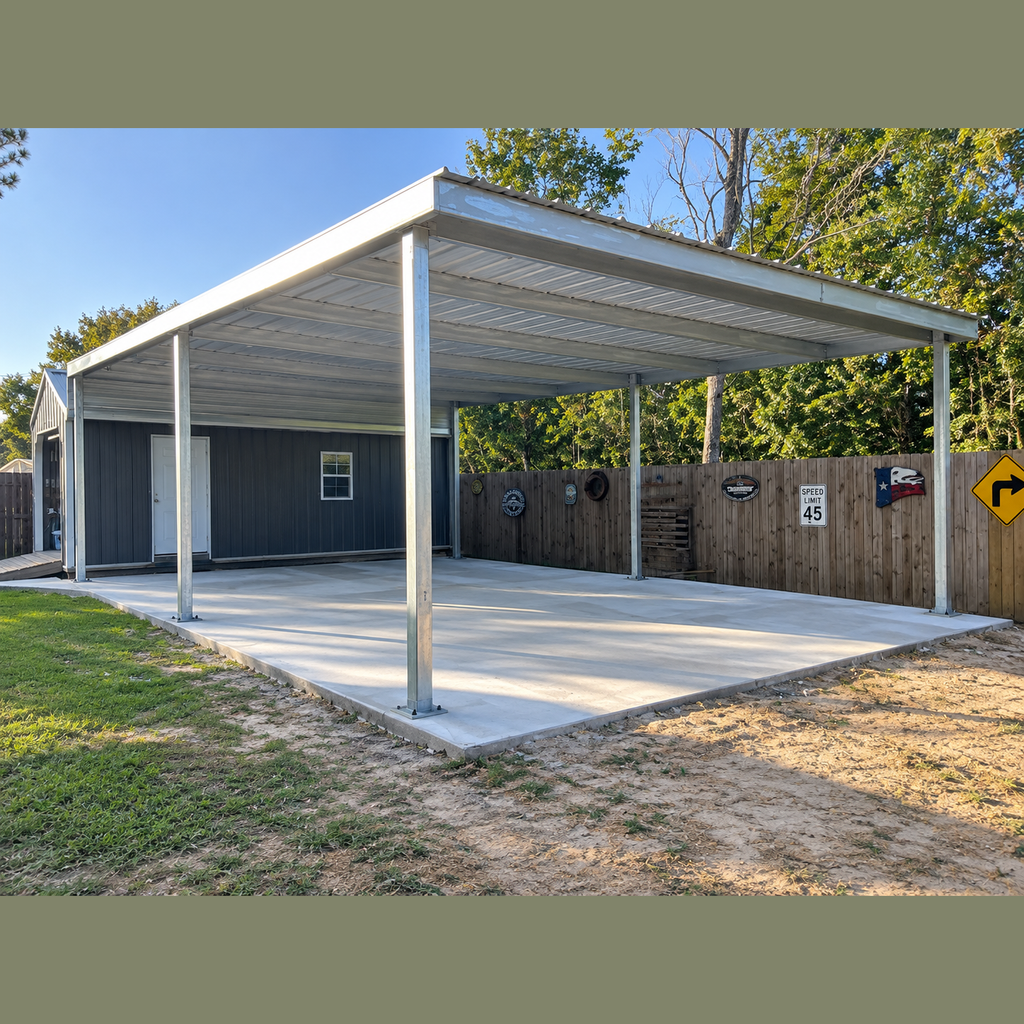 Ready Built Steel TEXAS ONLY: 16' x 30' x 8' Steel Post Frame Backyard Awning Cover