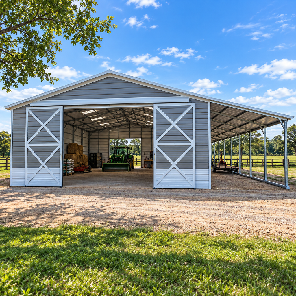 30' x 45' x 12' Barn with 12' wide Lean & Slider Door
