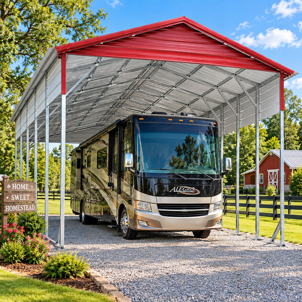 18' x 45' x 12' Vertical Roof RV Cover Carport