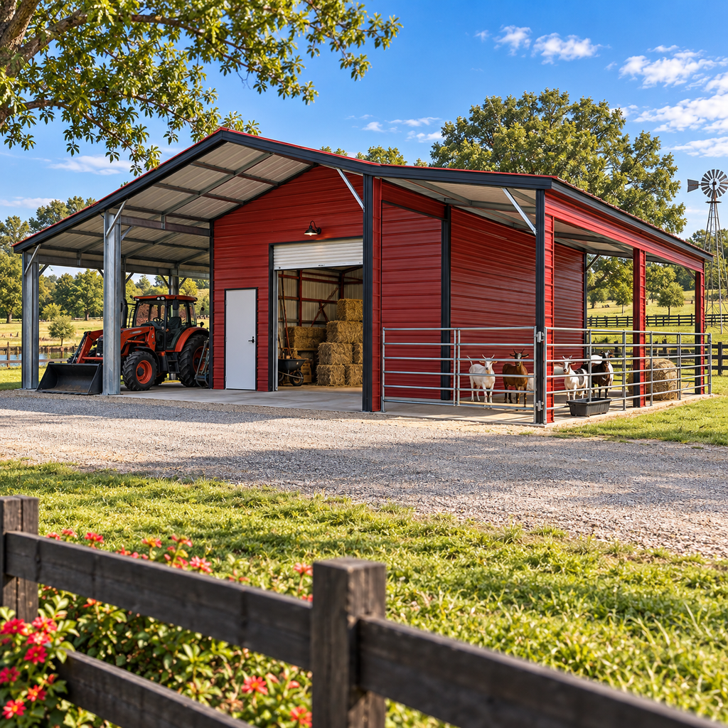 48' x 35' x 12' Ag Barn with Double Lean