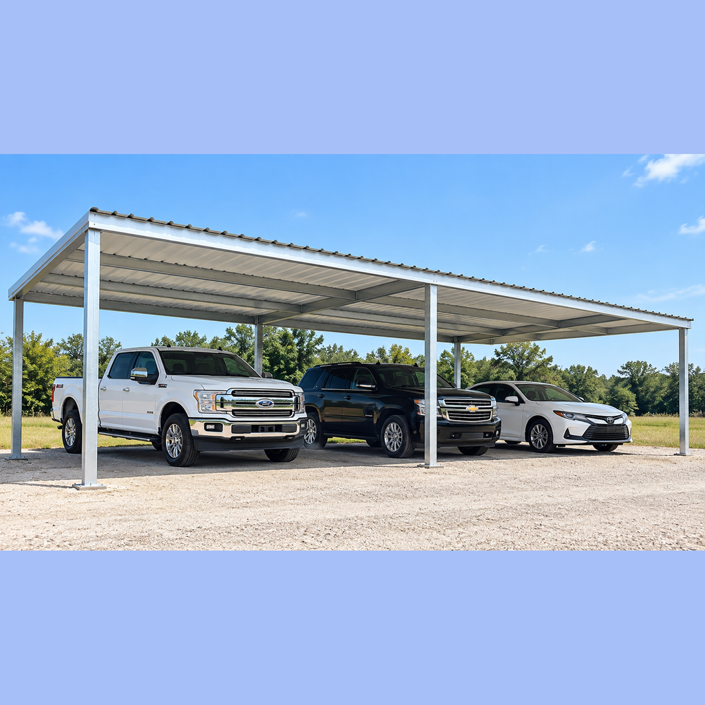 TEXAS ONLY - 15' x 35' Galvanized Steel Post Frame Mono-Slope Parking or Patio