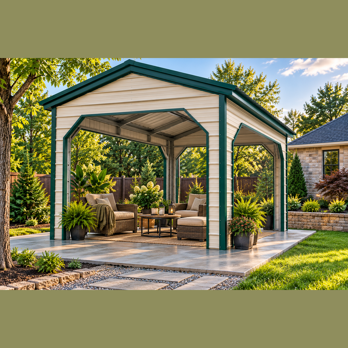 12' x 20' x 8' Pavilion Style Cover Carport