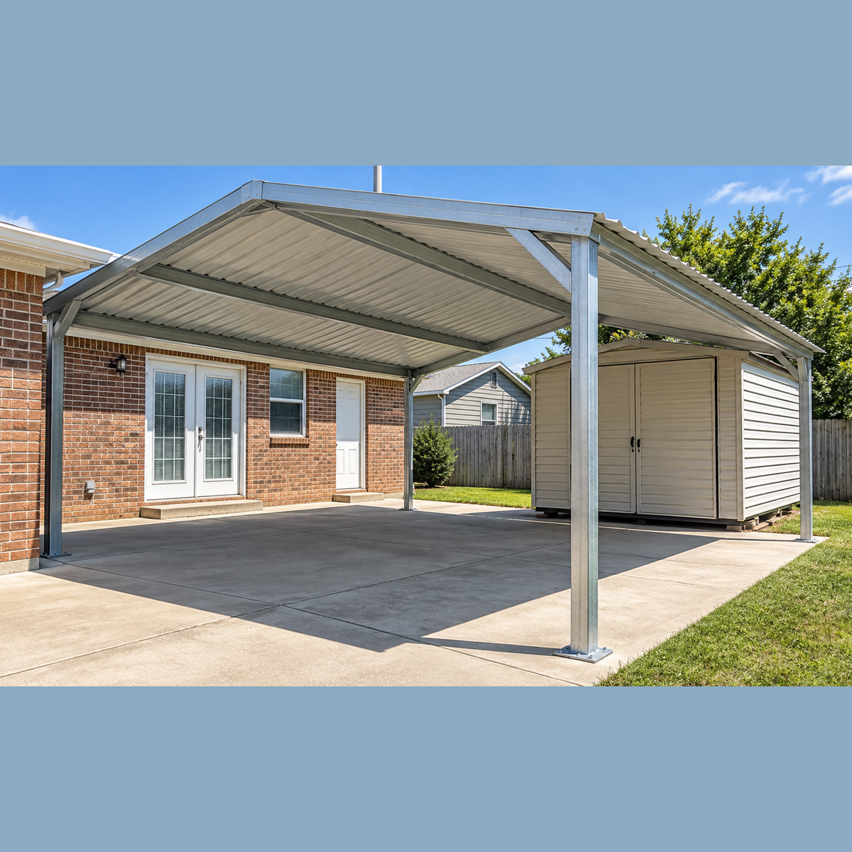 Ready Built Steel TEXAS ONLY - 20' x 20' x 7' Post Frame Carport