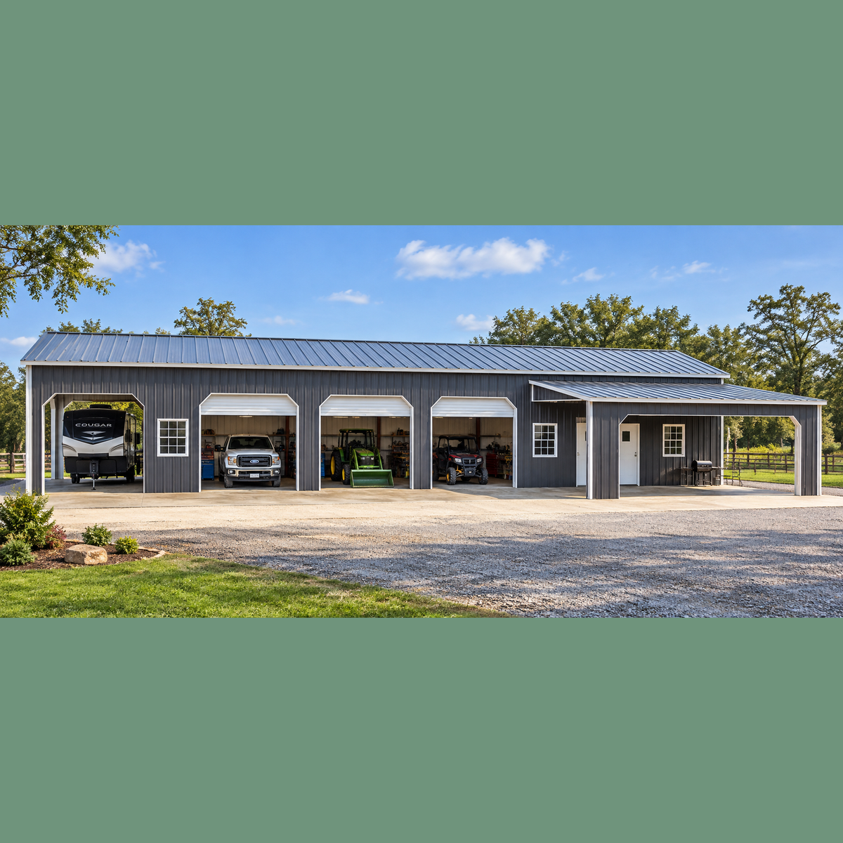 24' x 70' x 11' Luxury Garage Workshop with Lean to
