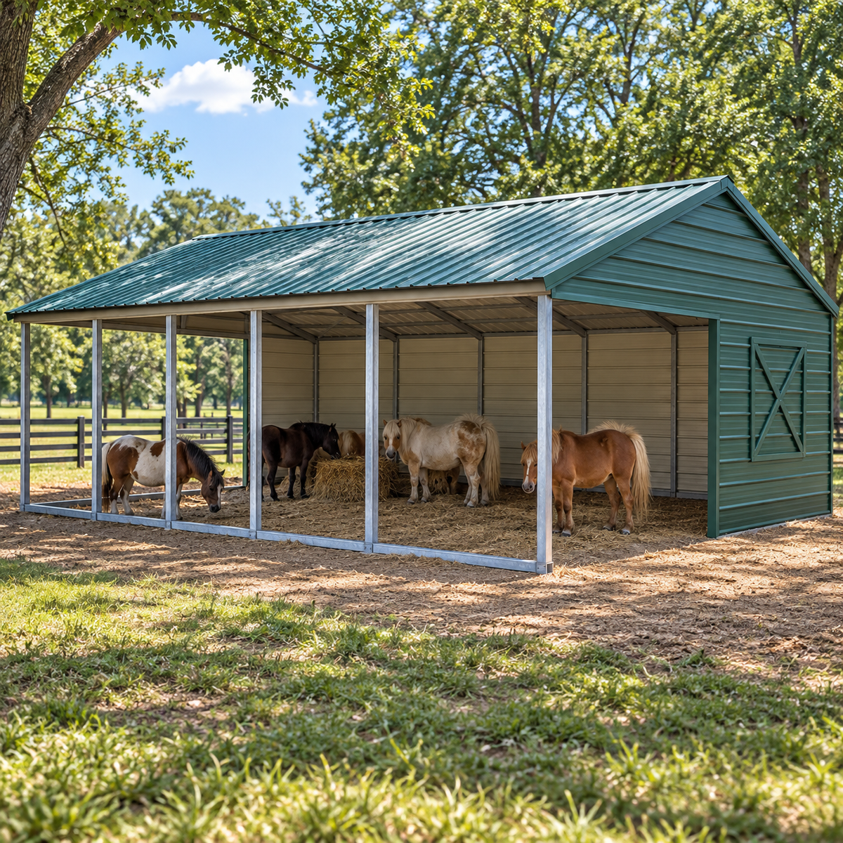 20' x 25' x 7' Vertical Roof Animal Shelter Barn