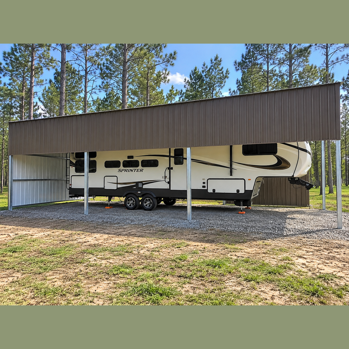 Ready Built Steel TEXAS ONLY - 18' x 45' x 12' Steel Pole Frame RV Cover Carport