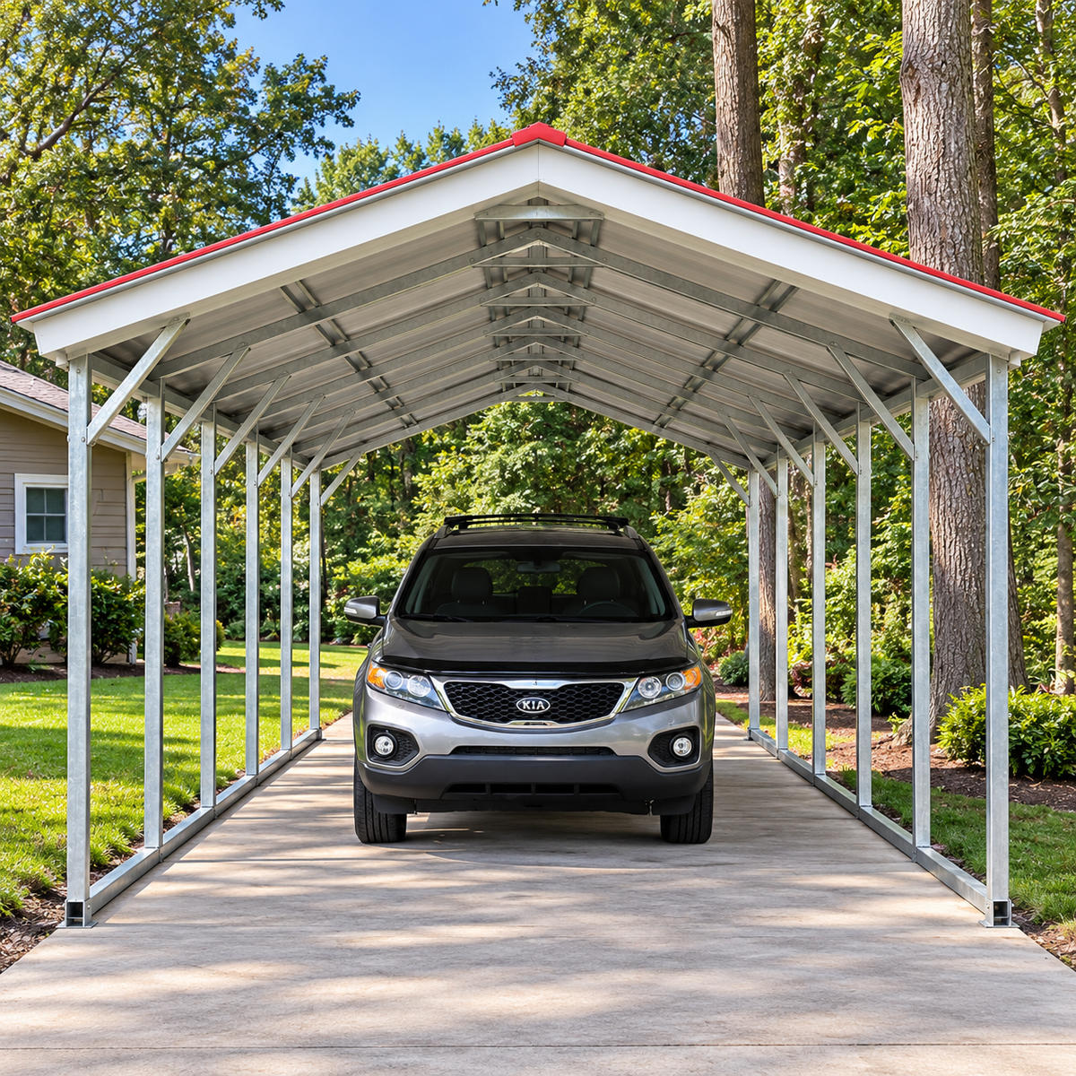12' x 25' x 7' Vertical Roof One Car Carport