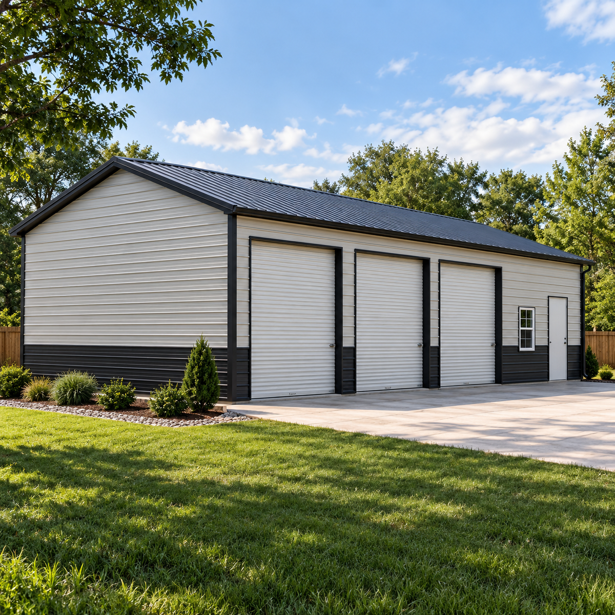 24' x 50' x 12' Three Bay Garage with Workshop