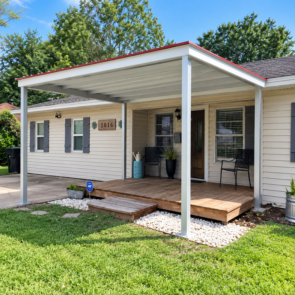 TEXAS ONLY: 12 x 15 x 8 Steel Post Frame Rear Awning Patio Cover Porch