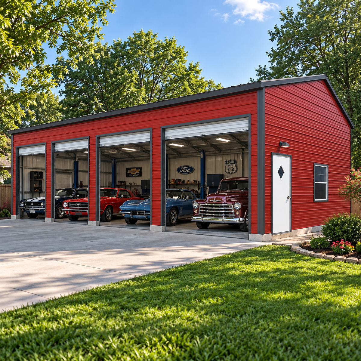 24' x 45' x 12' Side Entry 4 Car Garage Workshop