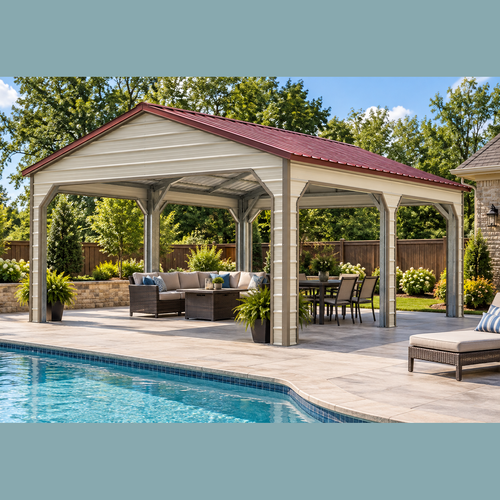20' x 20' x 8' Pavilion Style Cover Carport