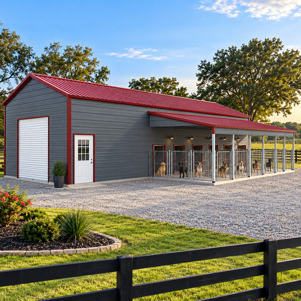 36' x 50' x 10'/7' Dog Kennel Workshop Combo