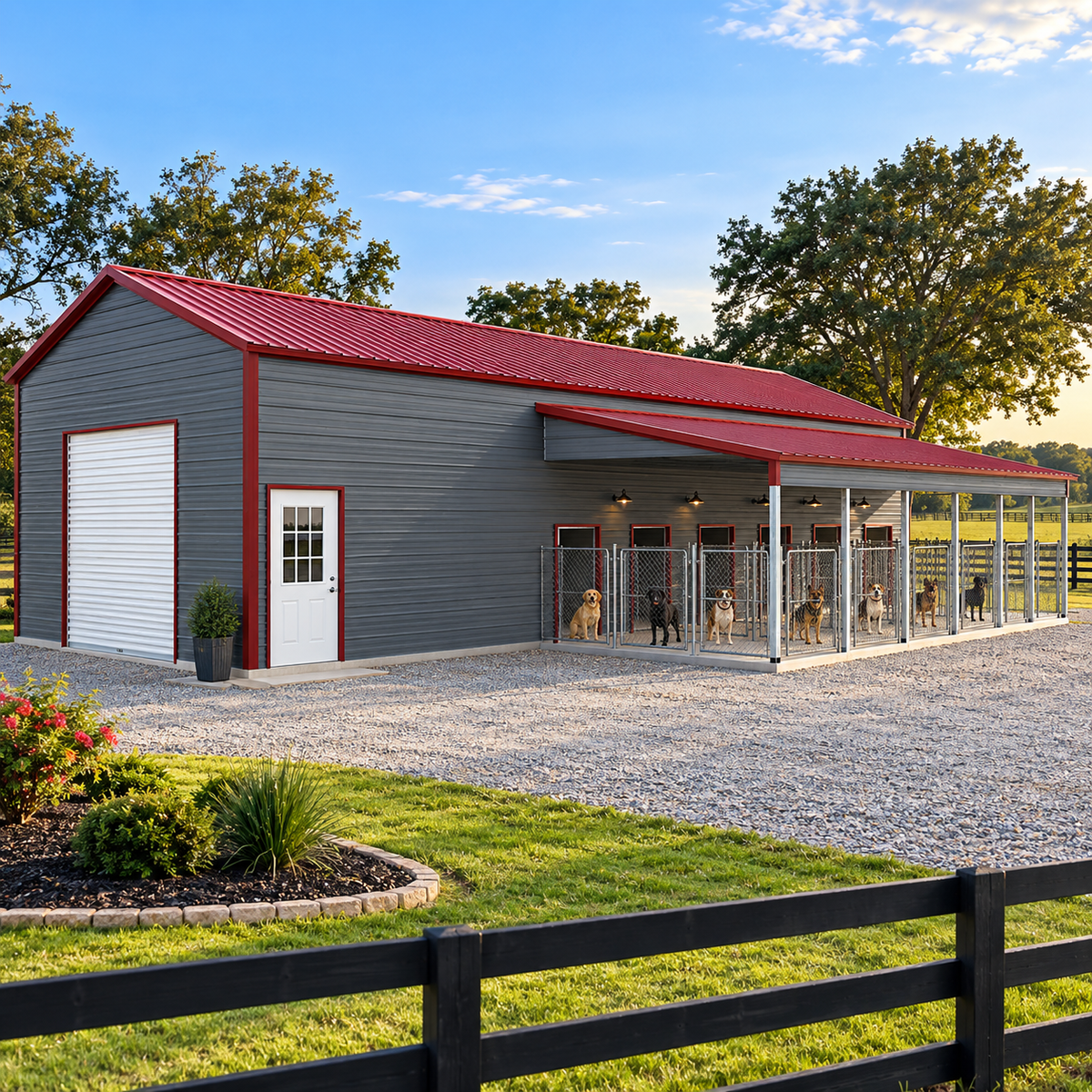 36' x 50' x 10'/7' Dog Kennel Workshop Combo