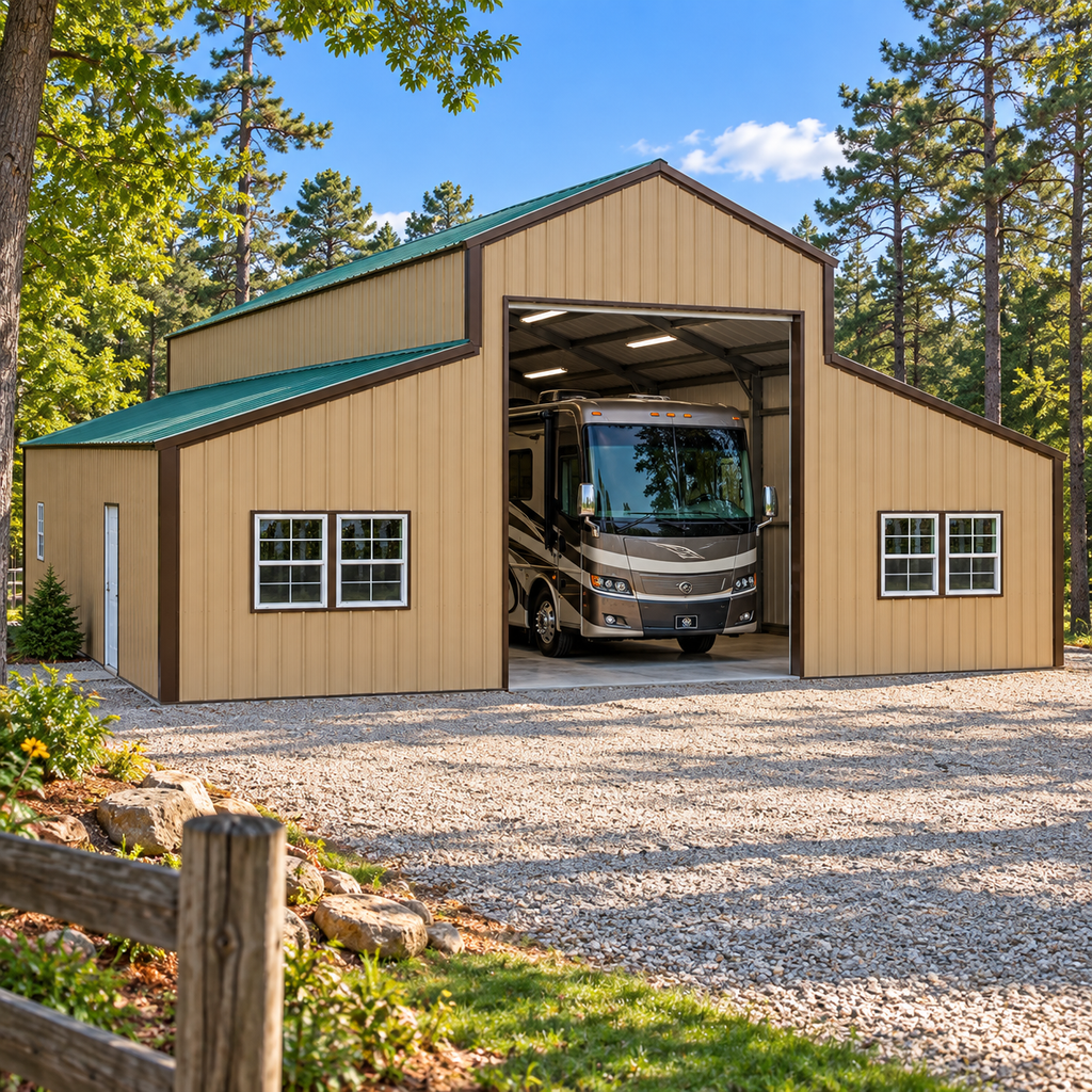 34' x 40' x 14' RV Garage Workshop Step Down Barn