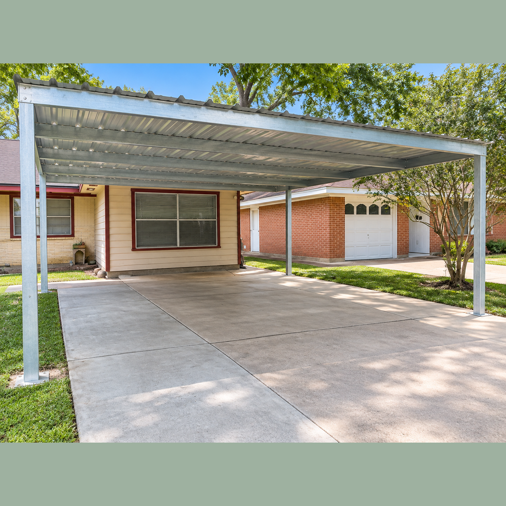TEXAS ONLY - 22' x 20' x 8' Steel Post-Frame, Flat Roof Truss Rear Patio Awning