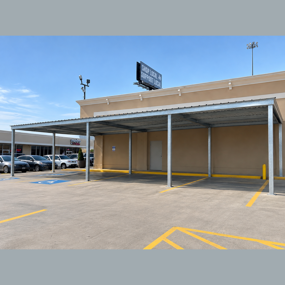Ready Built Steel TEXAS ONLY - 10' x 30' x 9' Flat Roof Awning Cover/Carport