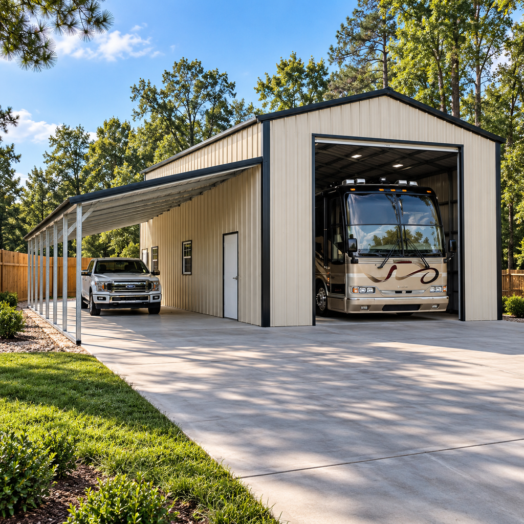 20 x 40 x 15/8 Vertical Roof RV Garage with Lean