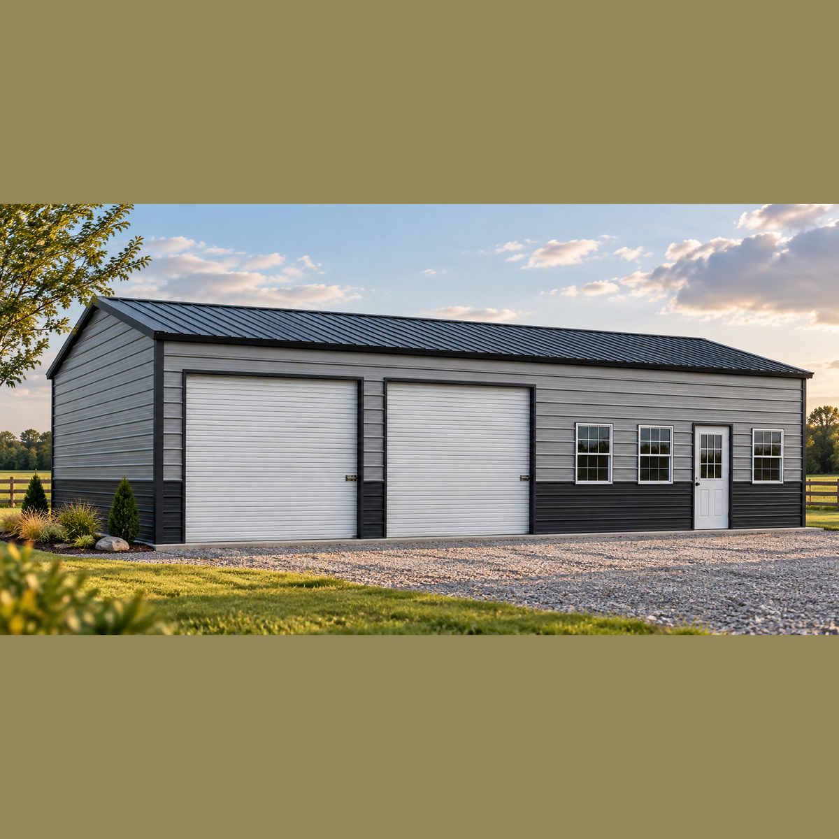 24'x50'x12' Combo Residence Workshop Two Car Garage